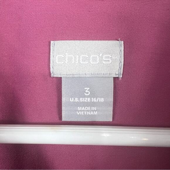 Chico's Sandwashed Satin Shirt 100% Modal Size 16/18 Pinkish Purple Button Up - Picture 6 of 10